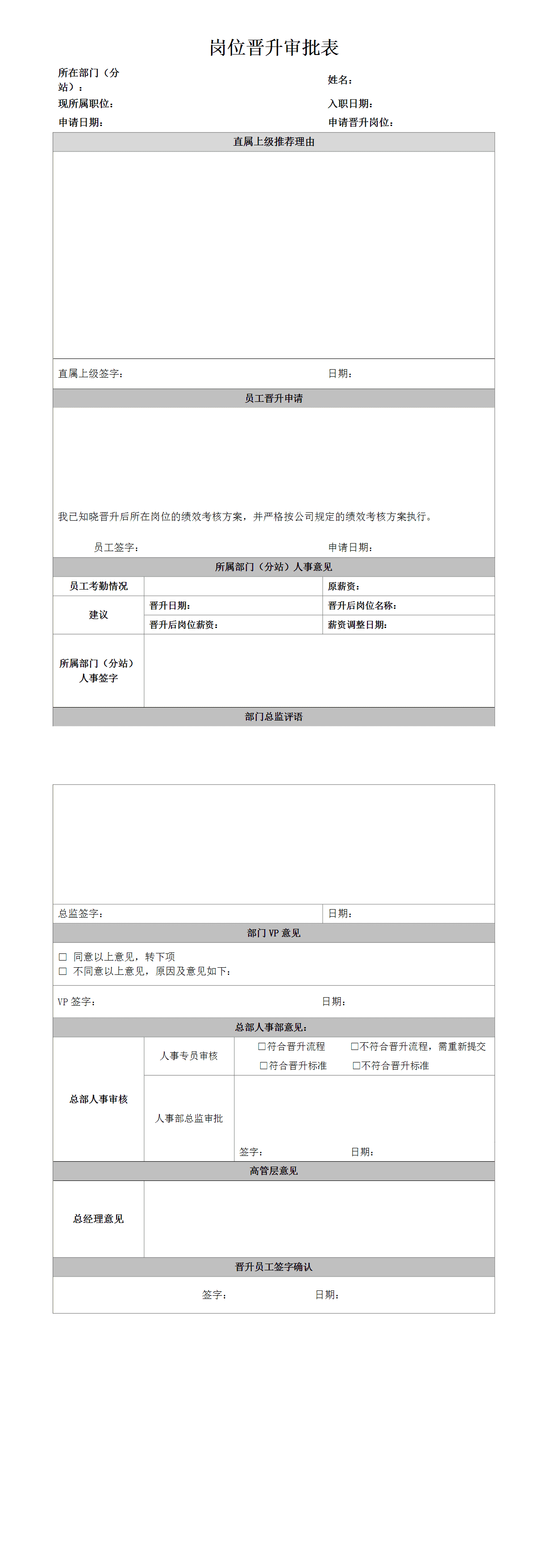 23PPT - 人力资源-岗位晋升审批表.docx
