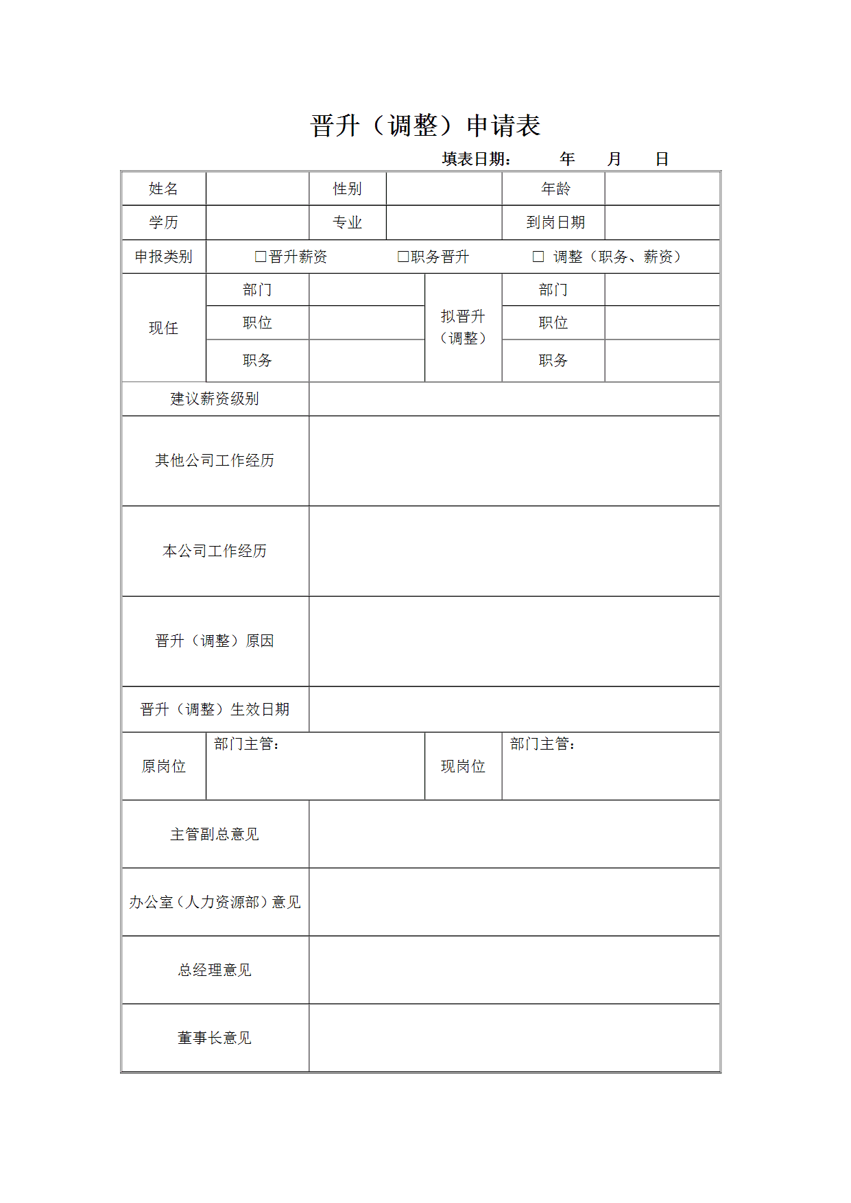 23PPT - 人力资源-晋升（调整）申请表.doc
