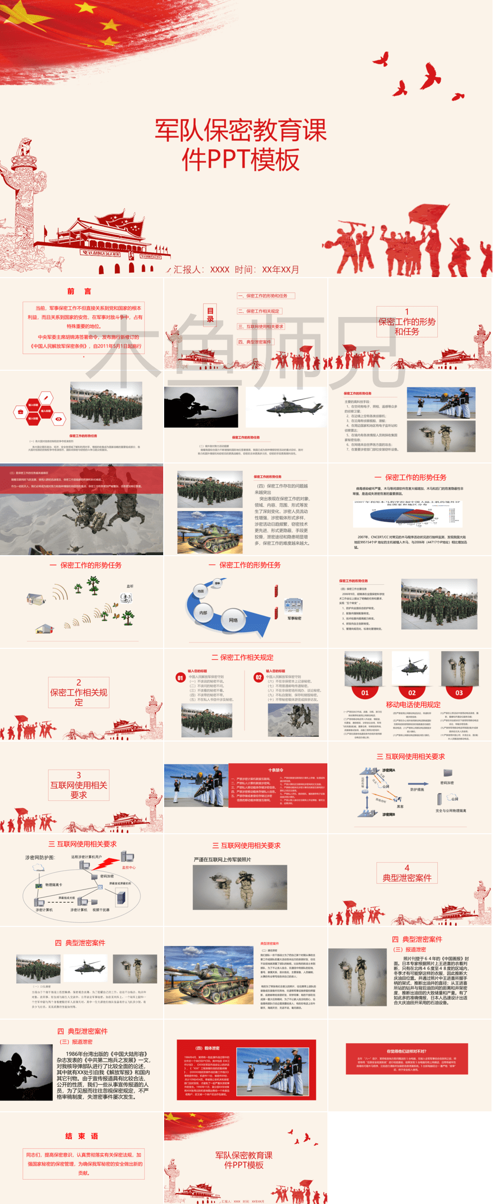 23PPT - 保密知识-JUN队保密教育课件PPT模板-红色.pptx

