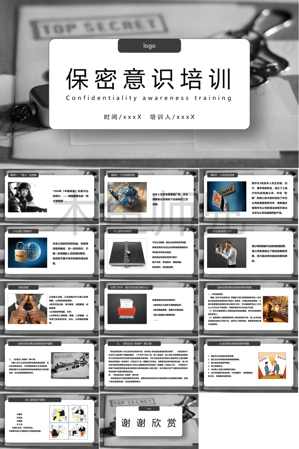 23PPT - 保密知识-保密意识培训-灰色.pptx
